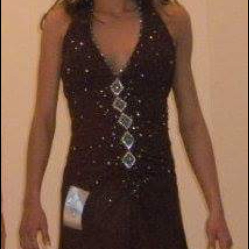 Brown and teal prom or pageant dress